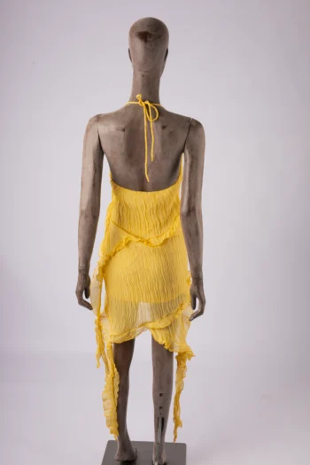 Alternative view of Vestido Zara Curto Plissado com Pontas e Babados Amarelo M
