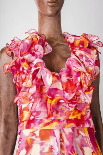 Alternative view of Vestido de Festa Longo Art Blue Rosa Estampado P