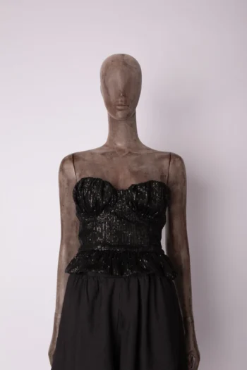Blusa Le Blog em Paetes Peplum sem Mangas 36