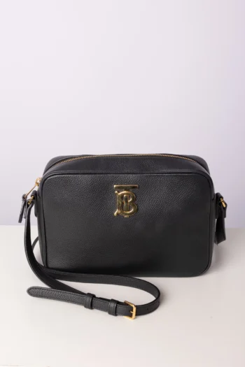 Bolsa Burberry Grained Calfskin TB Small Camera Bag Preta