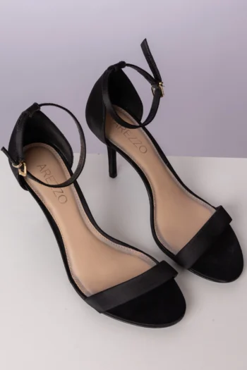 Alternative view of Sandália Arezzo Acetinada Preta 38