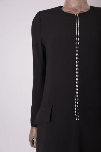 Alternative view of Vestido Animale Alfaiataria Curto Manga Longa Detalhe Strass Preto 36