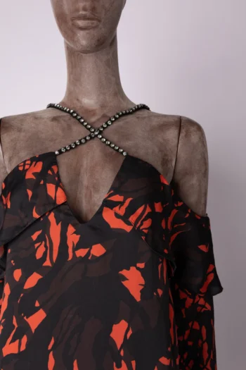 Alternative view of Vestido Más Animale Curto com Mangas Detalhe Strass Preto e Vermelho P