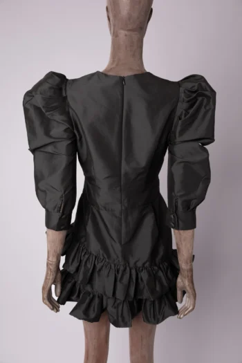 Alternative view of Vestido Susan Loeff Curto Manga Longa Babados Preto P