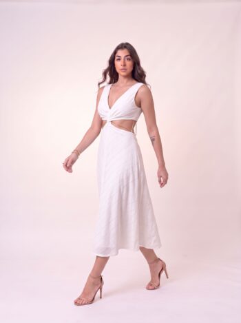 VESTIDO ANIMALE MIDI BORDADO BRANCO | TAM.40