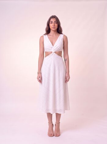 Alternative view of VESTIDO ANIMALE MIDI BORDADO BRANCO | TAM.40