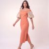 VESTIDO MIDI ALEHA VICHY CORAL E BEGE | TAM. 38 - Imagem 2