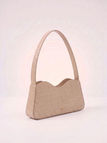 BOLSA DE OMBRO OYA OFF WHITE COM TEXTURA CROCO