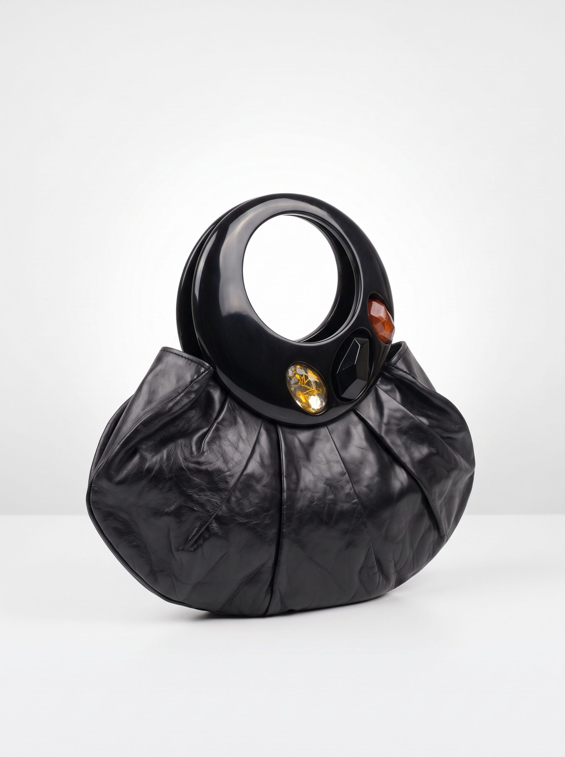 BOLSA VINTAGE SWAROVSKI PRETA COM PEDRARIAS - Imagem 2
