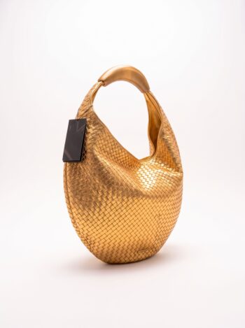 BOLSA HOBO OYA DOURADA COM TRAMA TRESSÊ
