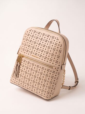 Alternative view of Mochila Michael Kors Bege com Monograma Vazado e Ferragens Douradas