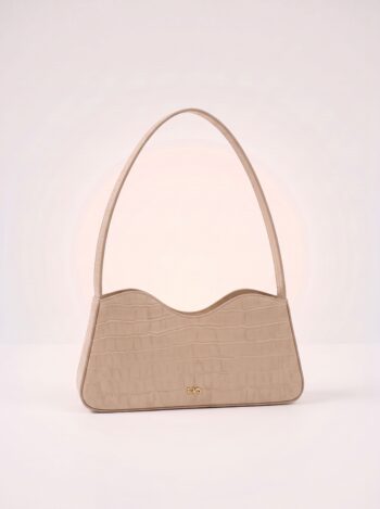 Alternative view of BOLSA DE OMBRO OYA OFF WHITE COM TEXTURA CROCO