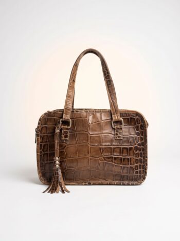 BOLSA MARA MAC EM EFEITO CROCO MARROM