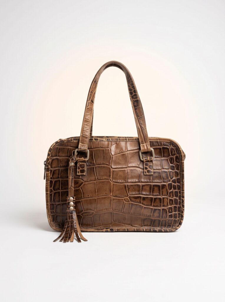 BOLSA MARA MAC EM EFEITO CROCO MARROM