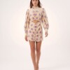 VESTIDO CURTO IORANE COM BORDADOS FLORAIS