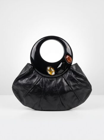 BOLSA VINTAGE SWAROVSKI PRETA COM PEDRARIAS